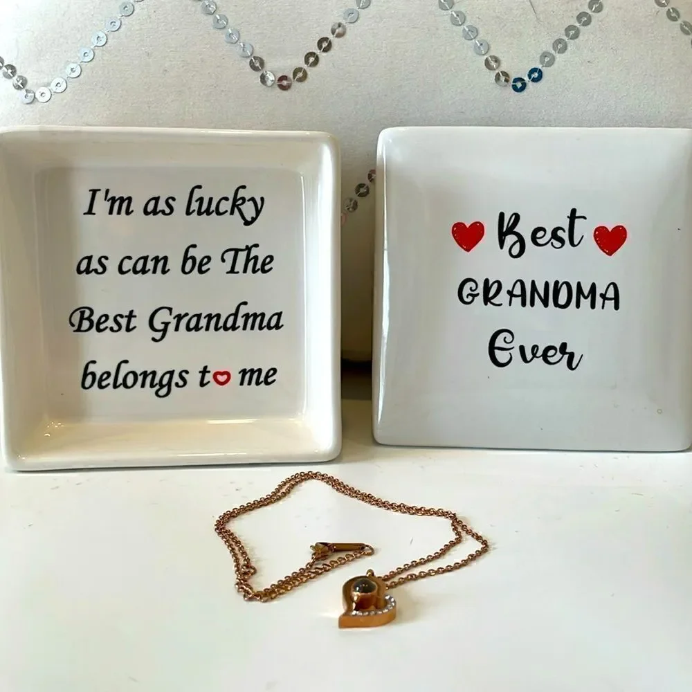 Best Grandma Ever Keepsake Jewerly Box with heart shape necklace
